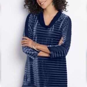 Soft Surroundings Navy Striped Tunic